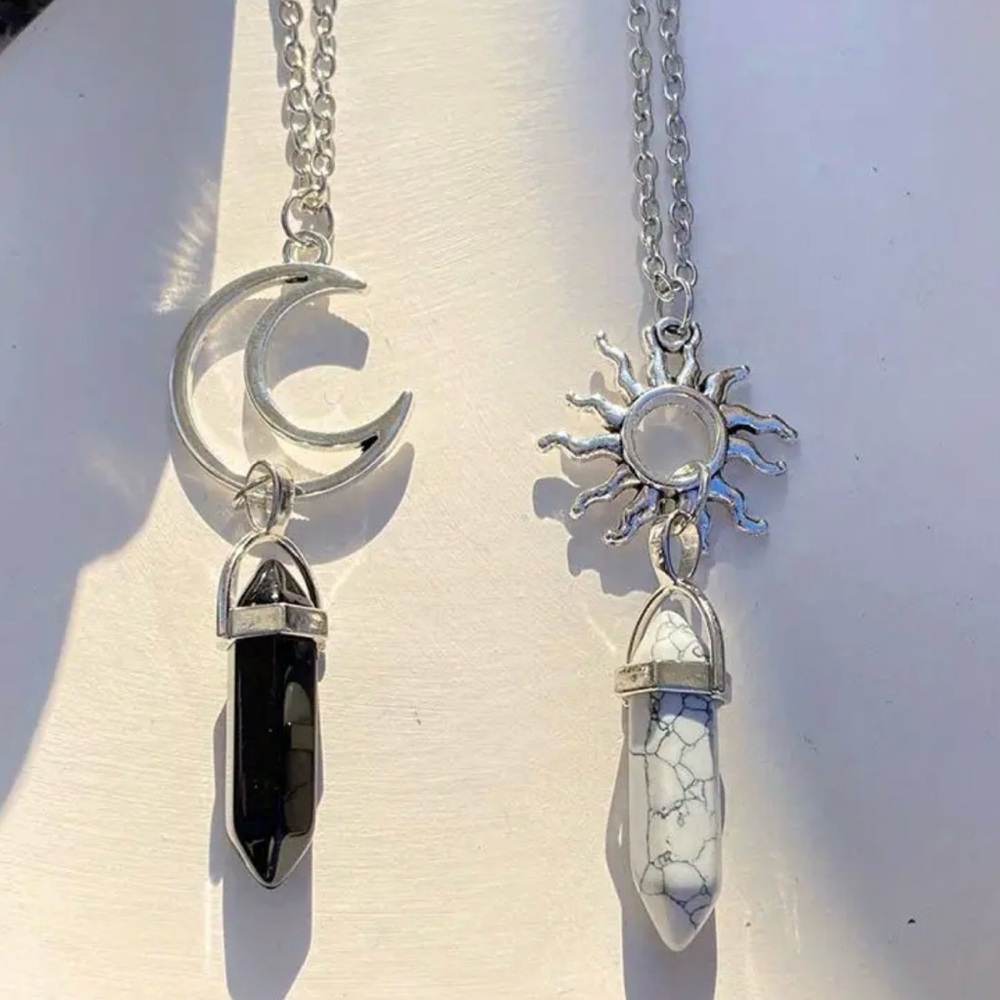 ⭐️ Silver and Black Pendant Necklace Set (2 necklaces) new